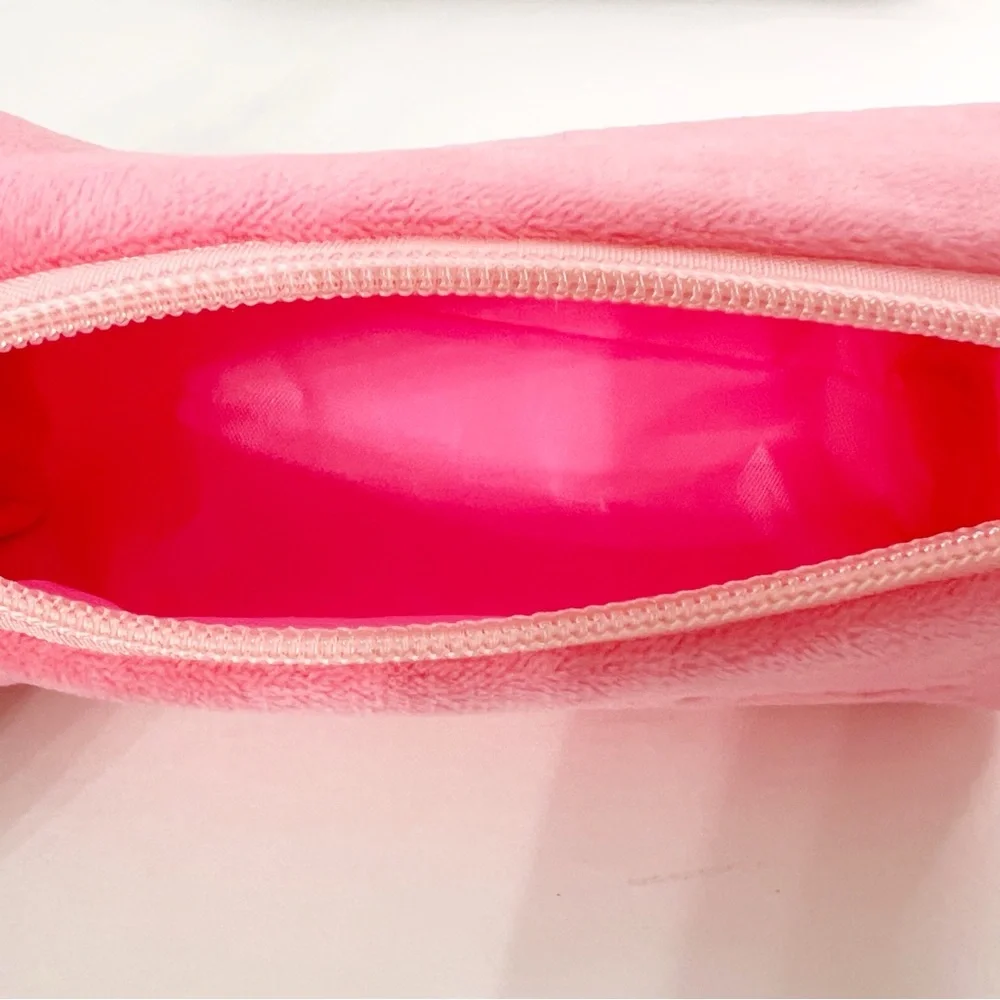 Hello Kitty Plush Pencil Case – Pink Soft Zipper Pouch with Bear Charm
